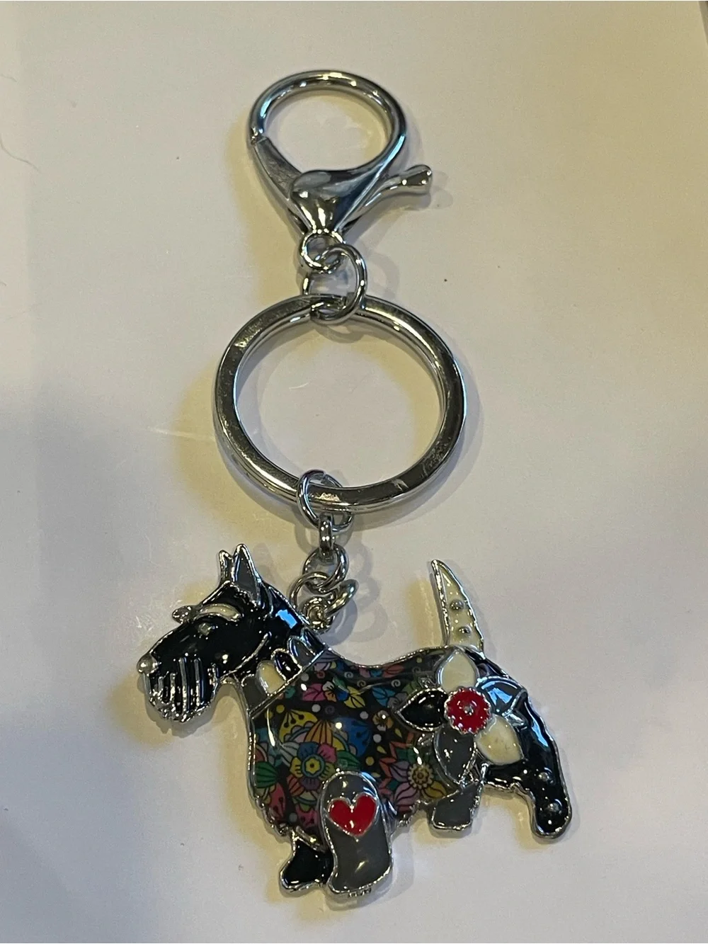 Enamel Metal Scottish Terrier Dog Keychain / Key Ring #0247